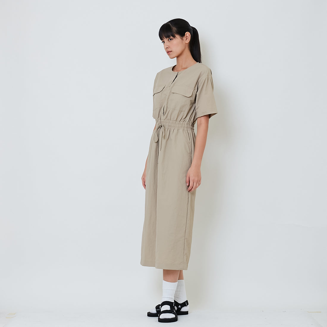 Women Nylon Maxi Dress - Khaki - SW2601020A