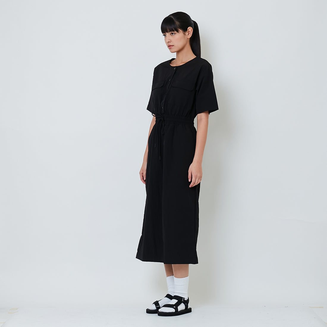 Women Nylon Maxi Dress - Black - SW2601020B