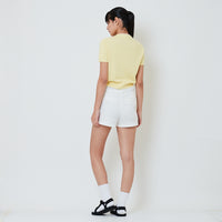 Women Stretch Cotton Shorts - Off White - SW2601021A