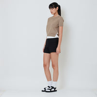 Women Stretch Cotton Shorts - Black - SW2601021D
