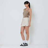 Women Stretch Cotton Skirt - Beige - SW2601022A