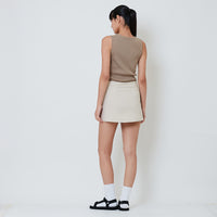 Women Stretch Cotton Skirt - Beige - SW2601022A