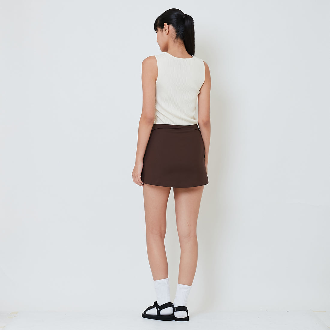 Women Stretch Cotton Skirt - Brown - SW2601022B