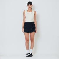 Women Stretch Cotton Skirt - Navy - SW2601022C