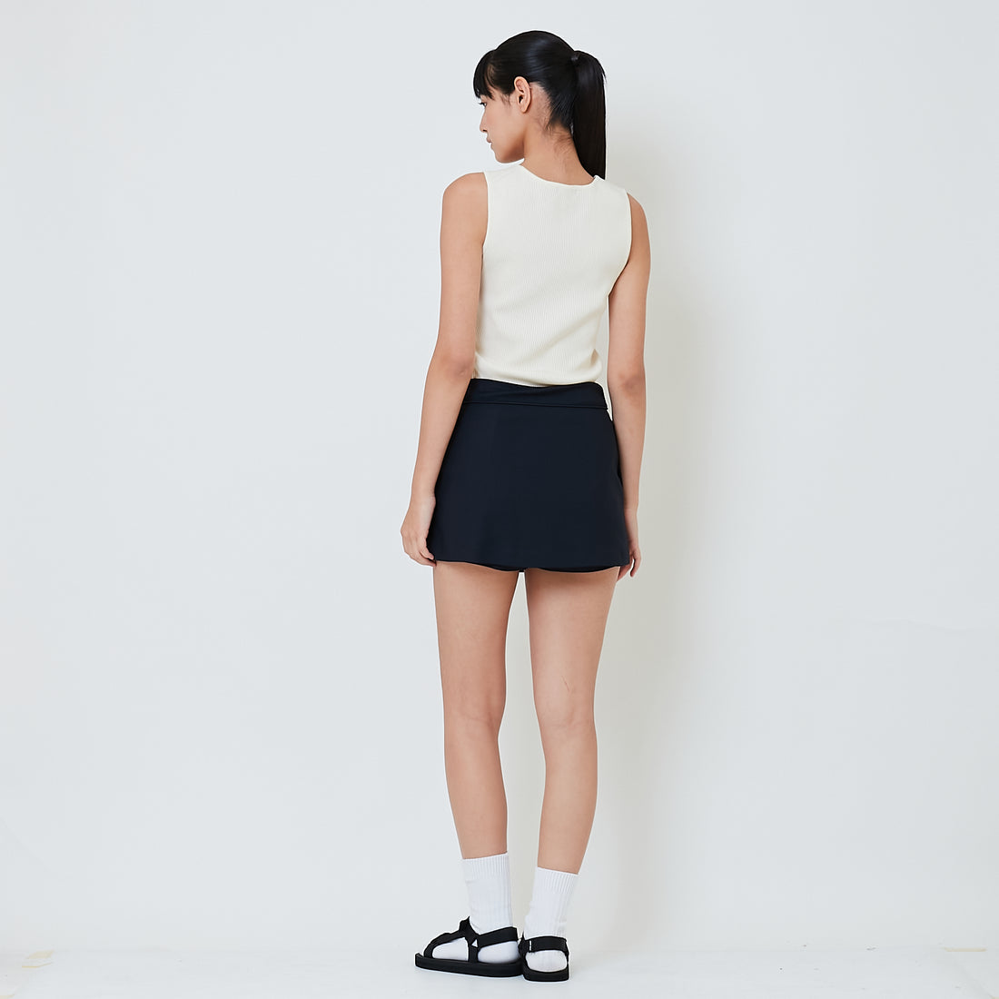 Women Stretch Cotton Skirt - Navy - SW2601022C