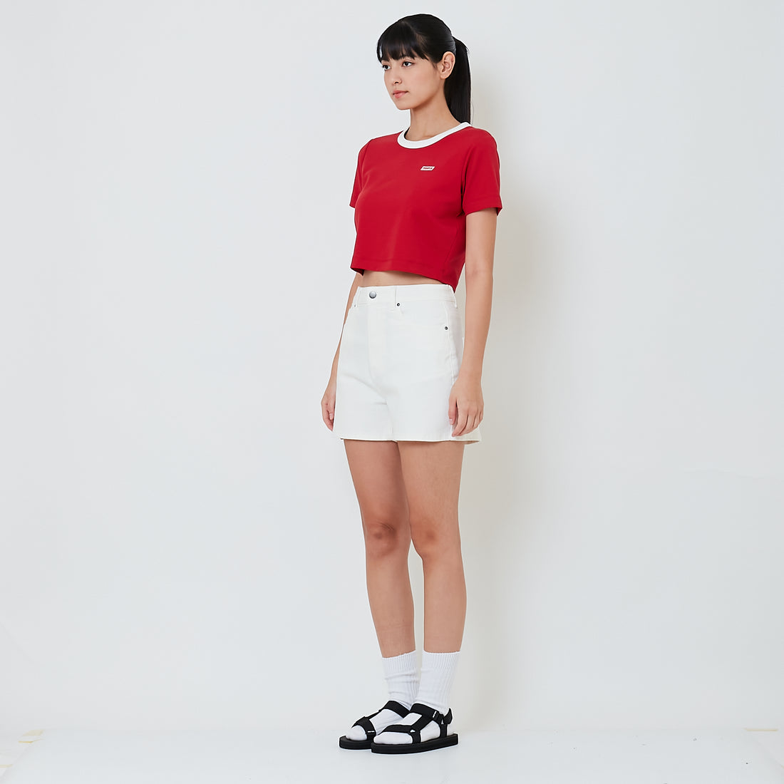 Women High Waist Bermuda Shorts - Off White - SW2601026A