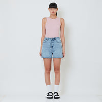 Women High Waist Bermuda Shorts - Light Blue - SW2601026B