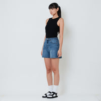Women High Waist Bermuda Shorts - Blue - SW2601026C