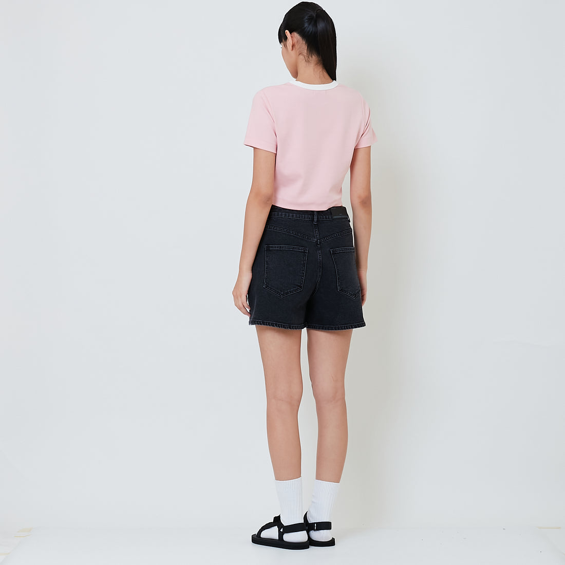 Women High Waist Bermuda Shorts - Black - SW2601026D