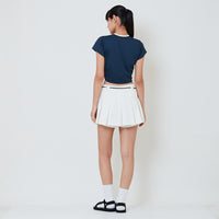 Women Pleated Denim Skirt - Off White - SW2601027A