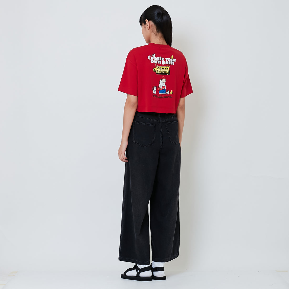 Women Straight Cut Jeans - Black - SW2601029B