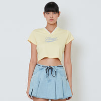 Women Cropped Jersey Top - Yellow - SW2601032A