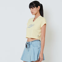 Women Cropped Jersey Top - Yellow - SW2601032A