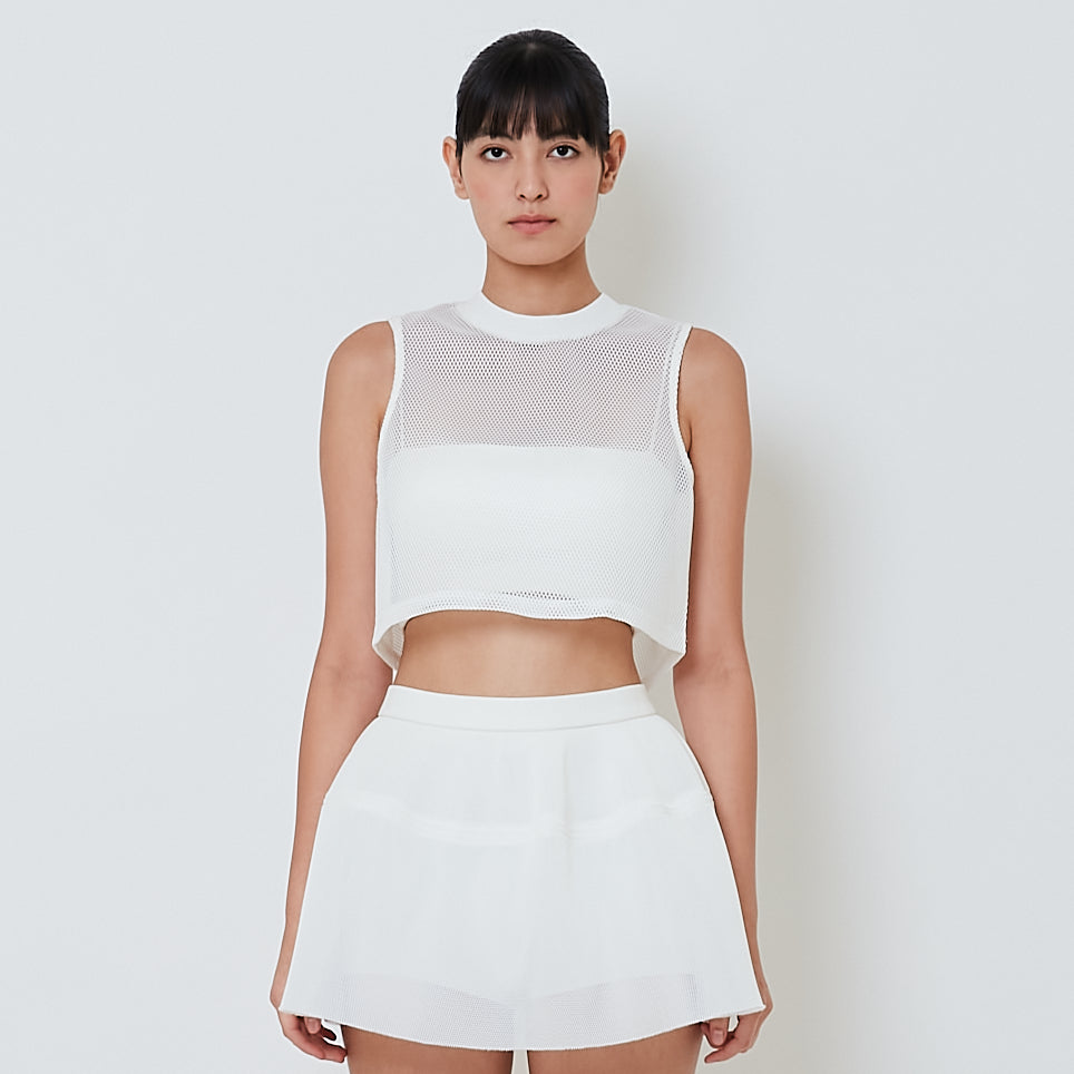 Women Mesh Top - Off White - SW2601034A