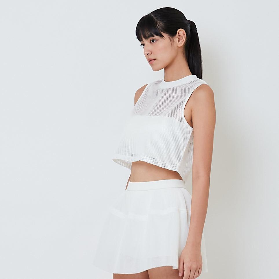 Women Mesh Top - Off White - SW2601034A