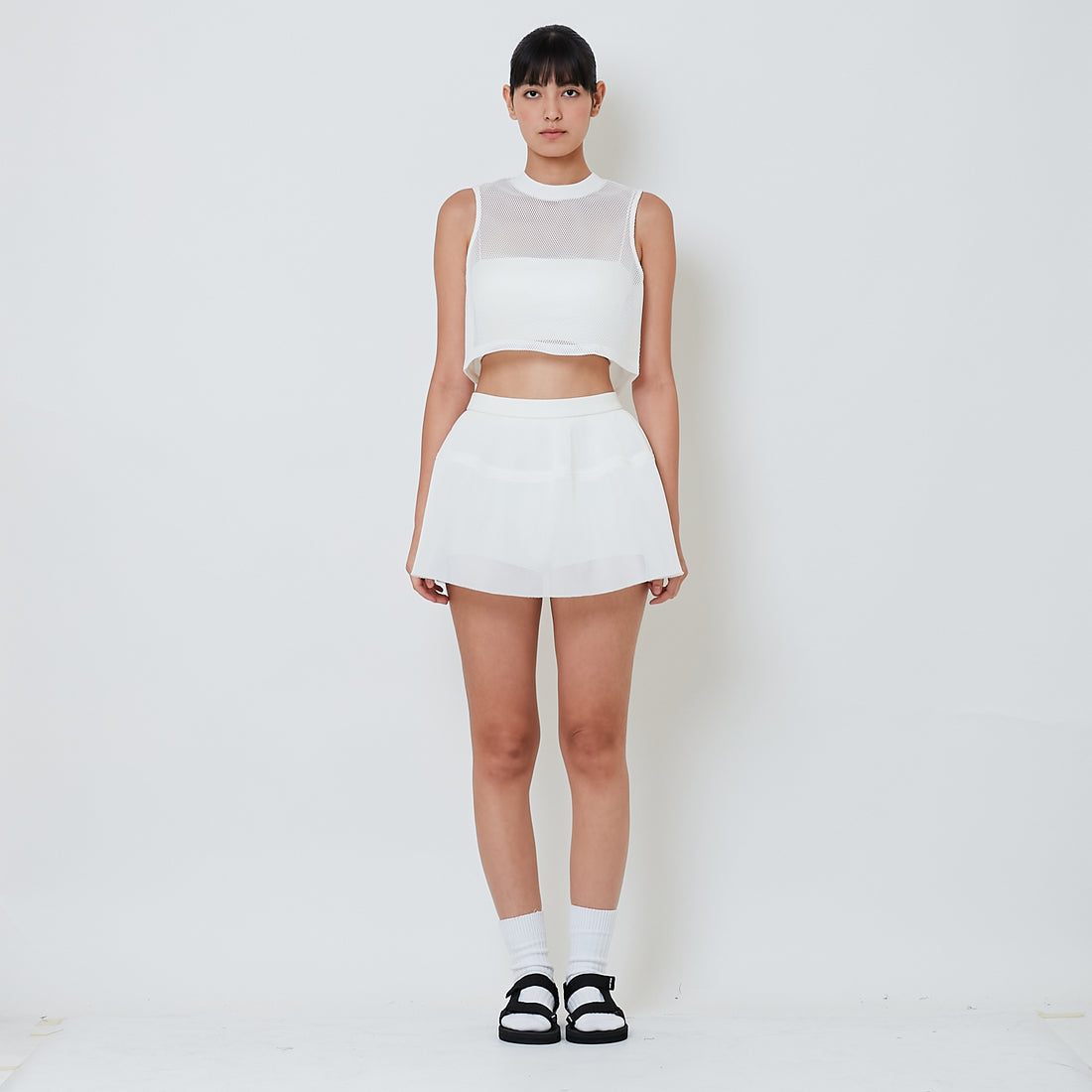 Women Mesh Skirt - Off White - SW2601035A