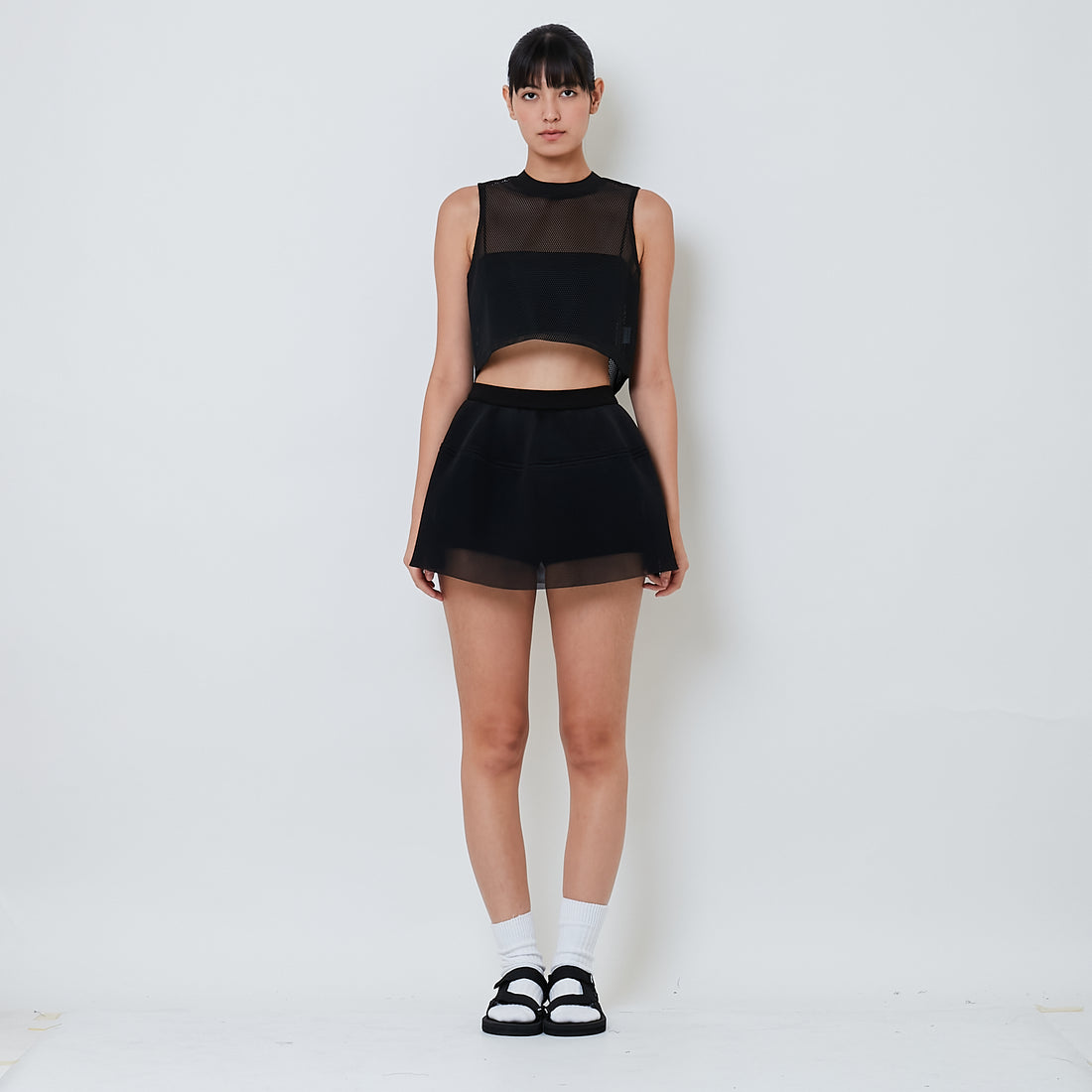 Women Mesh Skirt - Black - SW2601035B