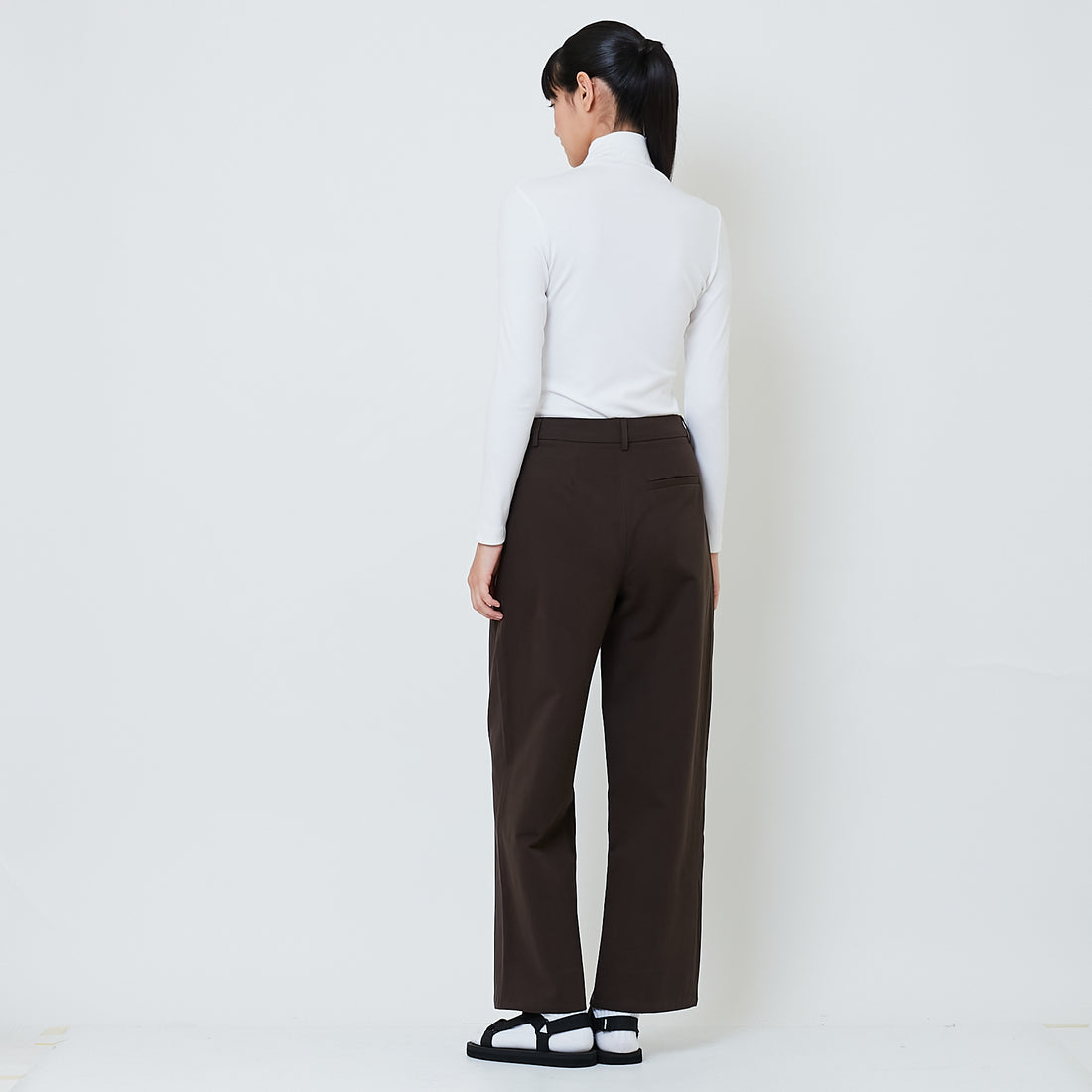 Women Wide Leg Long Pants - Brown - SW2601098B
