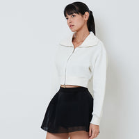 Women Turtle Neck Neoprene Jacket - Off White - SW2601101A