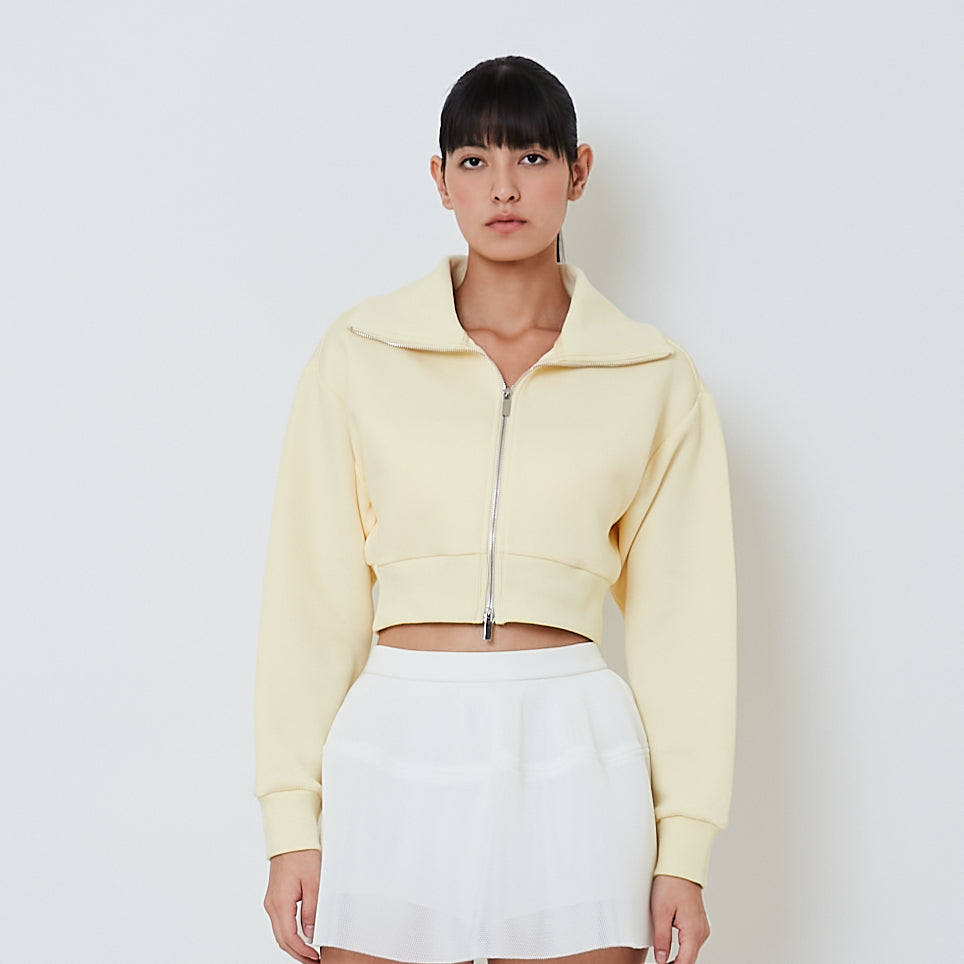 Women Turtle Neck Neoprene Jacket - Yellow - SW2601101B
