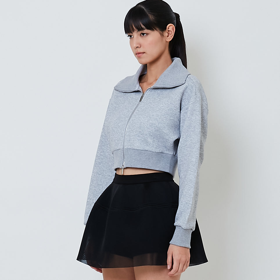 Women Turtle Neck Neoprene Jacket - Light Grey - SW2601101C