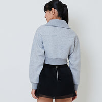 Women Turtle Neck Neoprene Jacket - Light Grey - SW2601101C