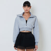 Women Turtle Neck Neoprene Jacket - Light Grey - SW2601101C