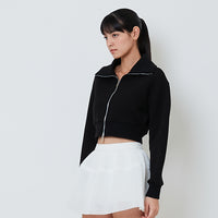 Women Turtle Neck Neoprene Jacket - Black - SW2601101D