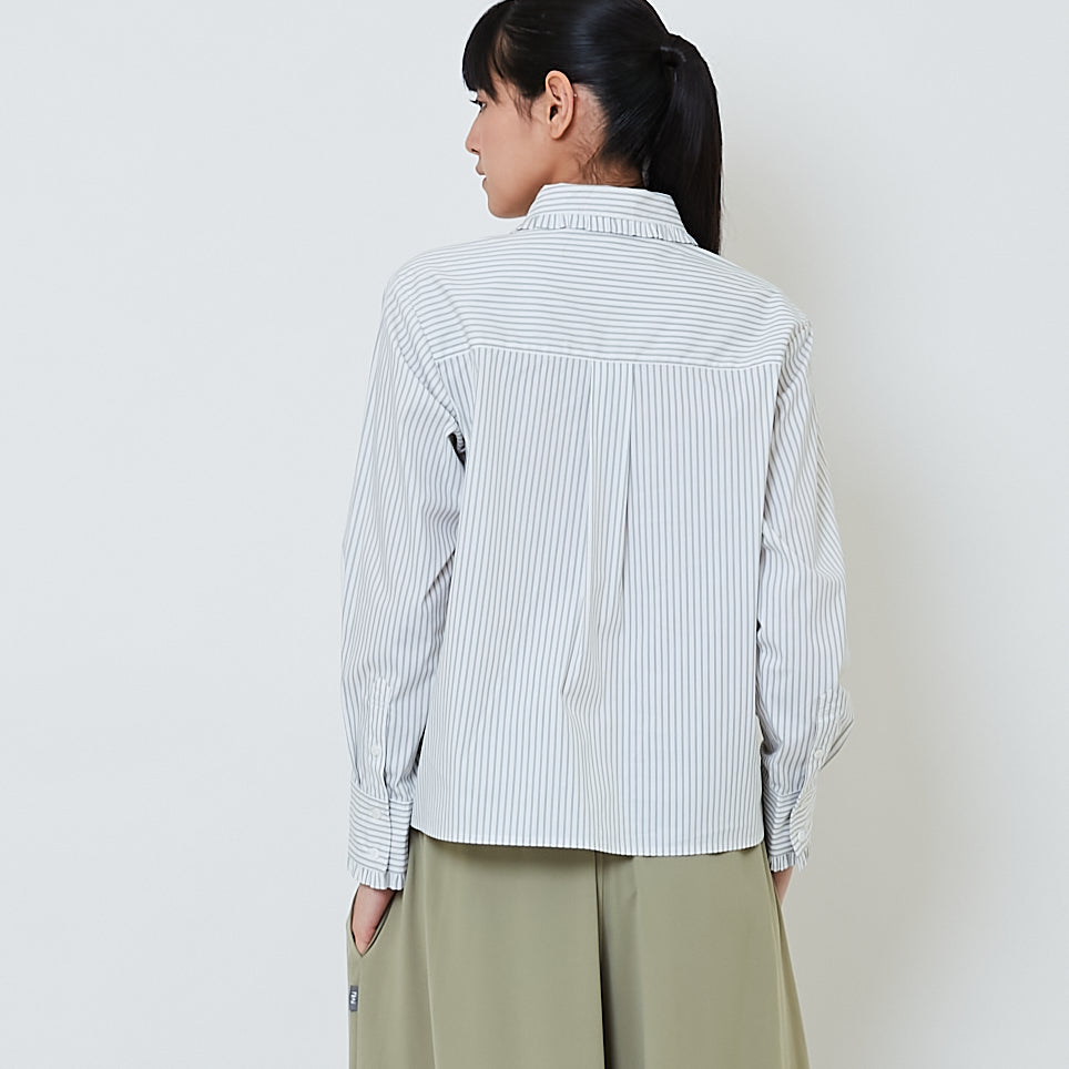 Women Ruffled Collar Shirt - Green - SW2602044A