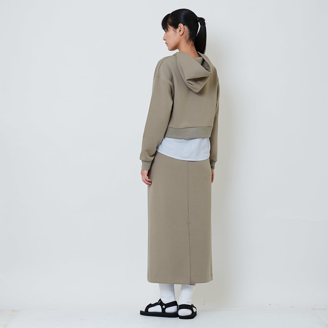 Women Combined Long Midi Skirt - Green - SW2602046A