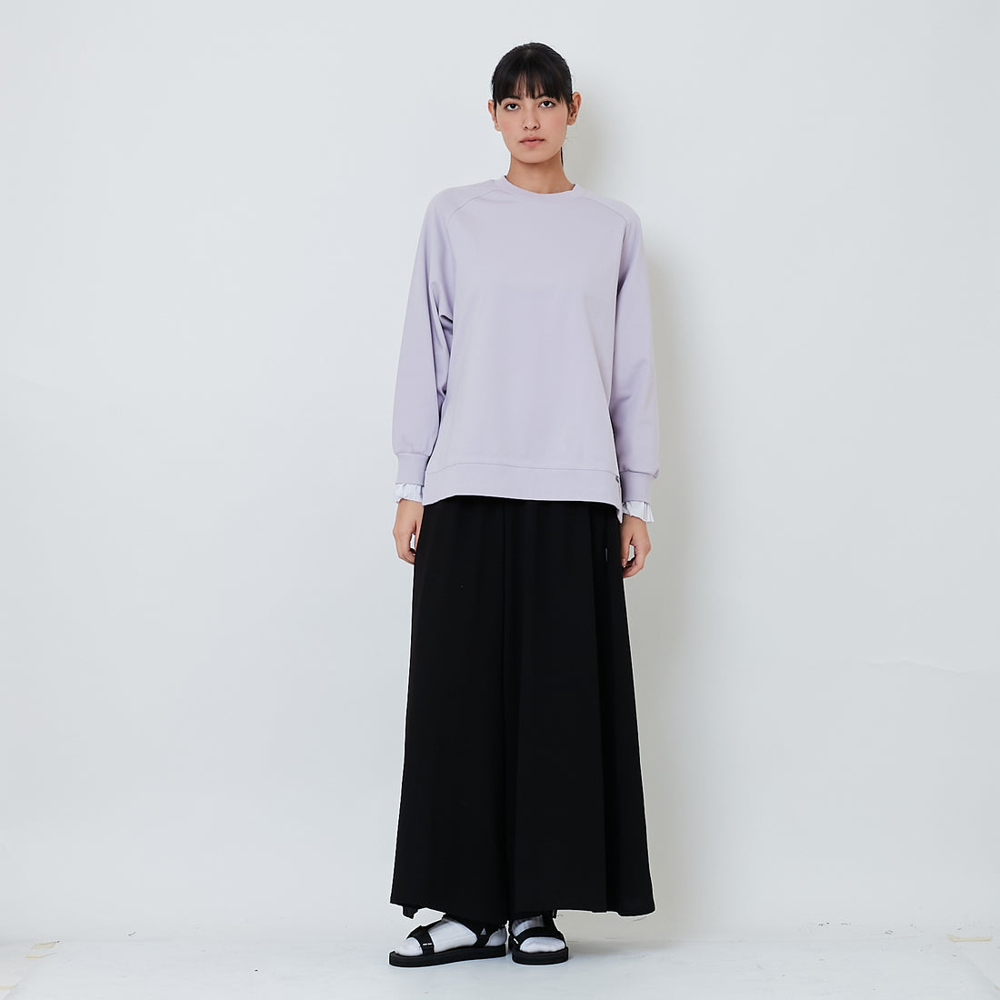 Women Elastic Waist Long Pants - Black - SW2602047B