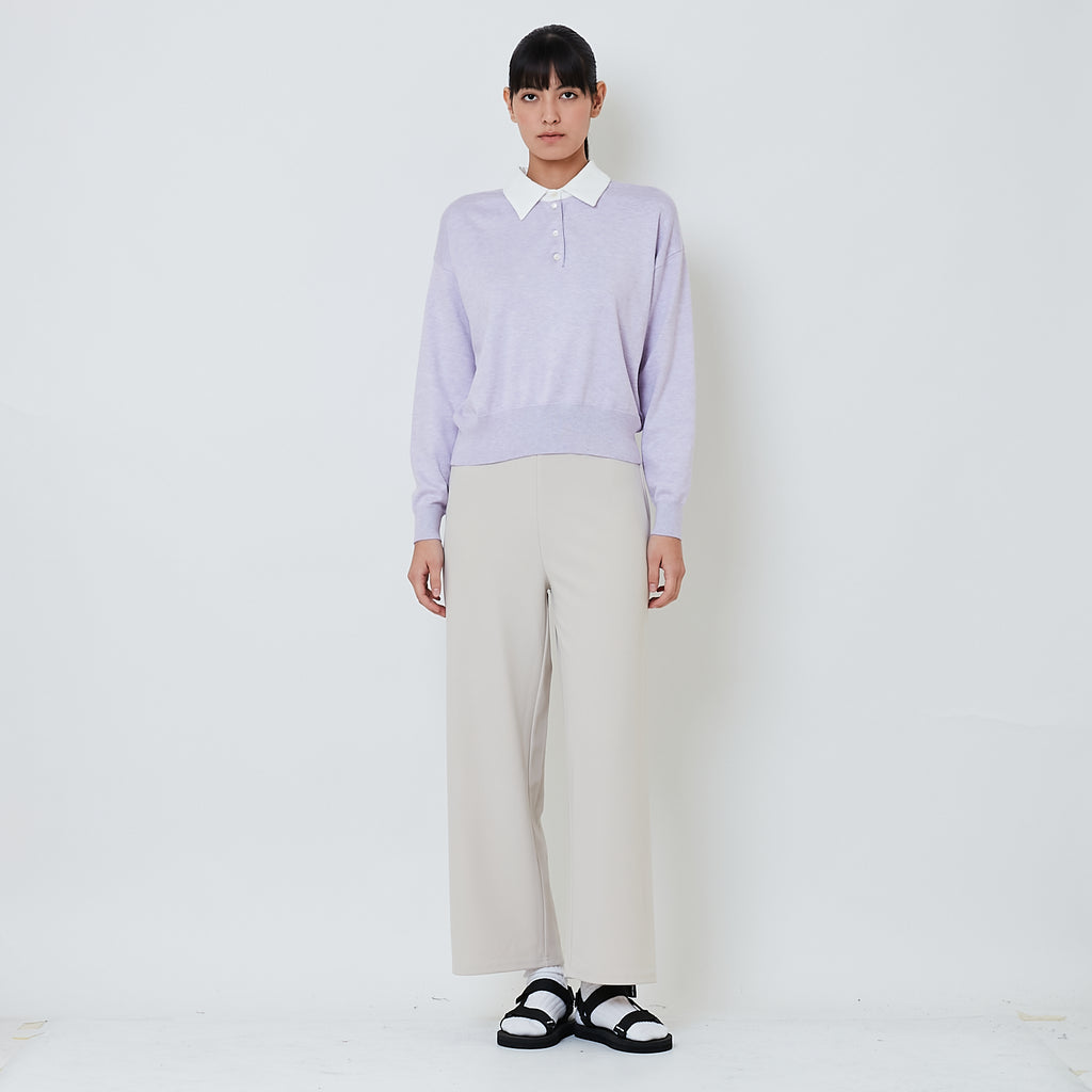 Women Elastic Waist Long Pants - Beige - SW2605148A