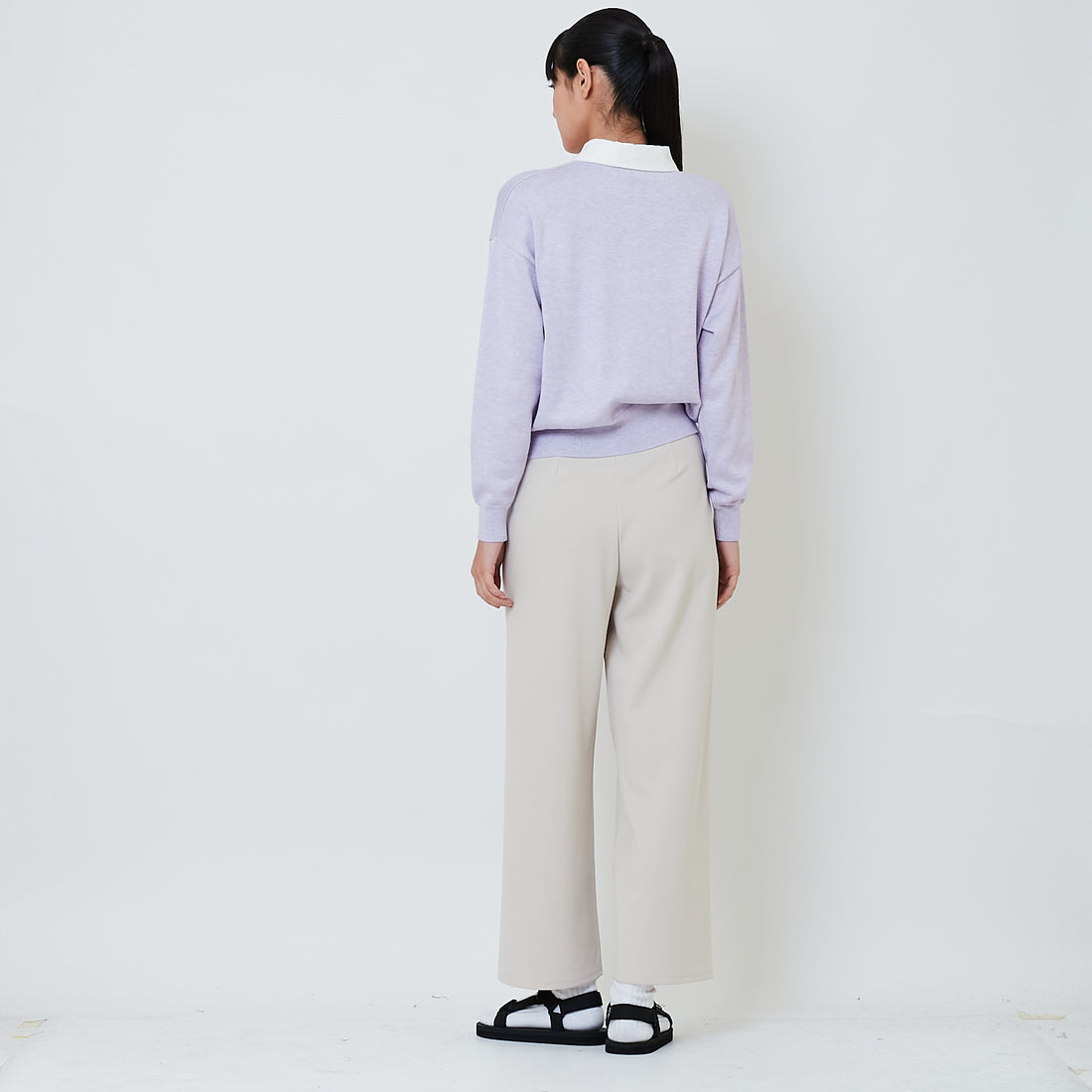 Women Elastic Waist Long Pants - Beige - SW2602049A