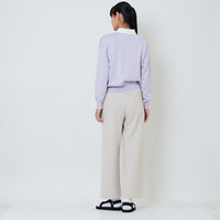 Women Elastic Waist Long Pants - Beige - SW2602049A