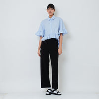 Women Elastic Waist Long Pants - Black - SW2602049B