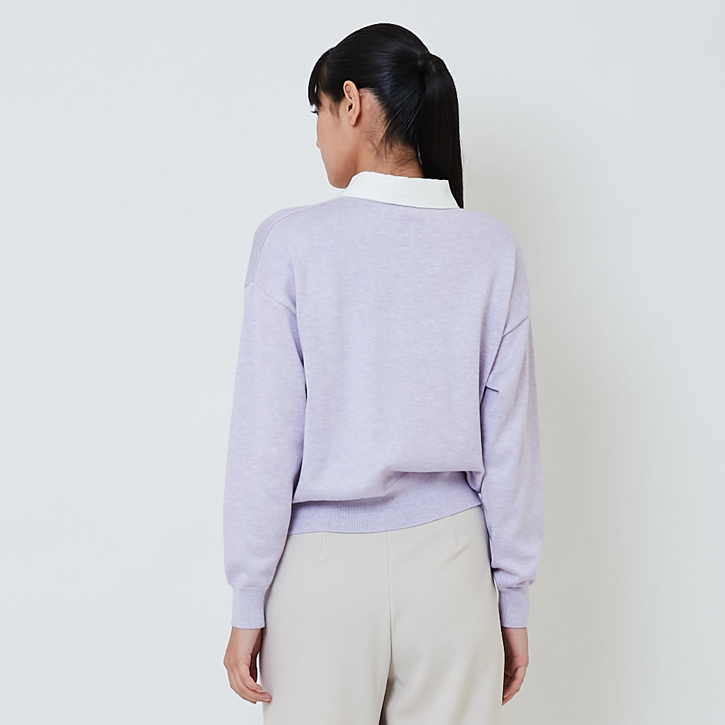 Women Combined Knit Cardigan - Purple - SW2602051A