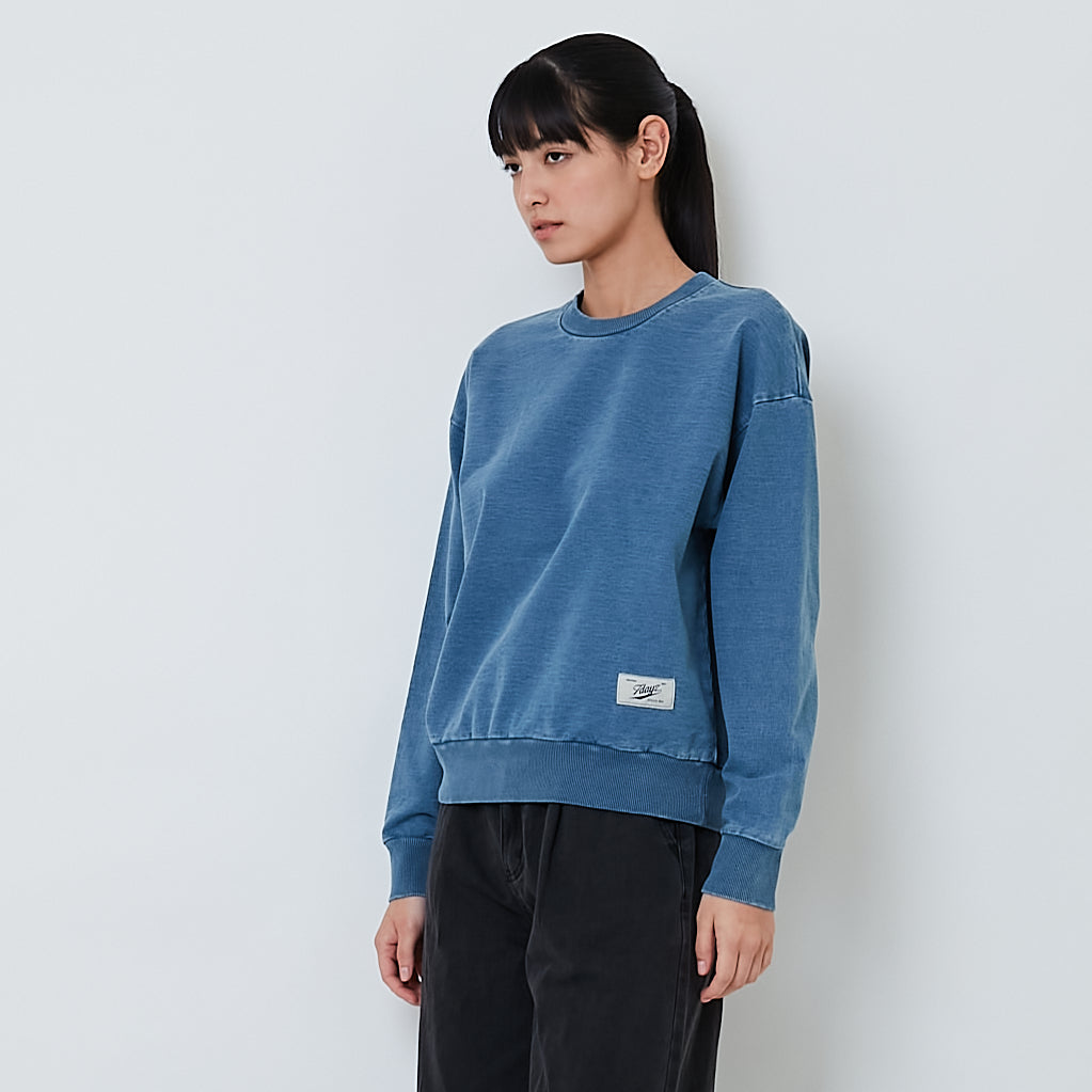 Women Washed Denim Pullover - Blue - SW2602053A