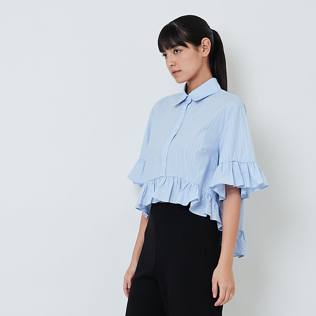 Women Peplum Shirt - Blue - SW2602058A