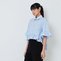 Women Peplum Shirt - Blue - SW2602058A