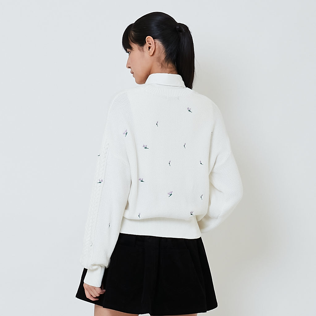 Women Cable Knit Sweater - Off White - SW2602062A