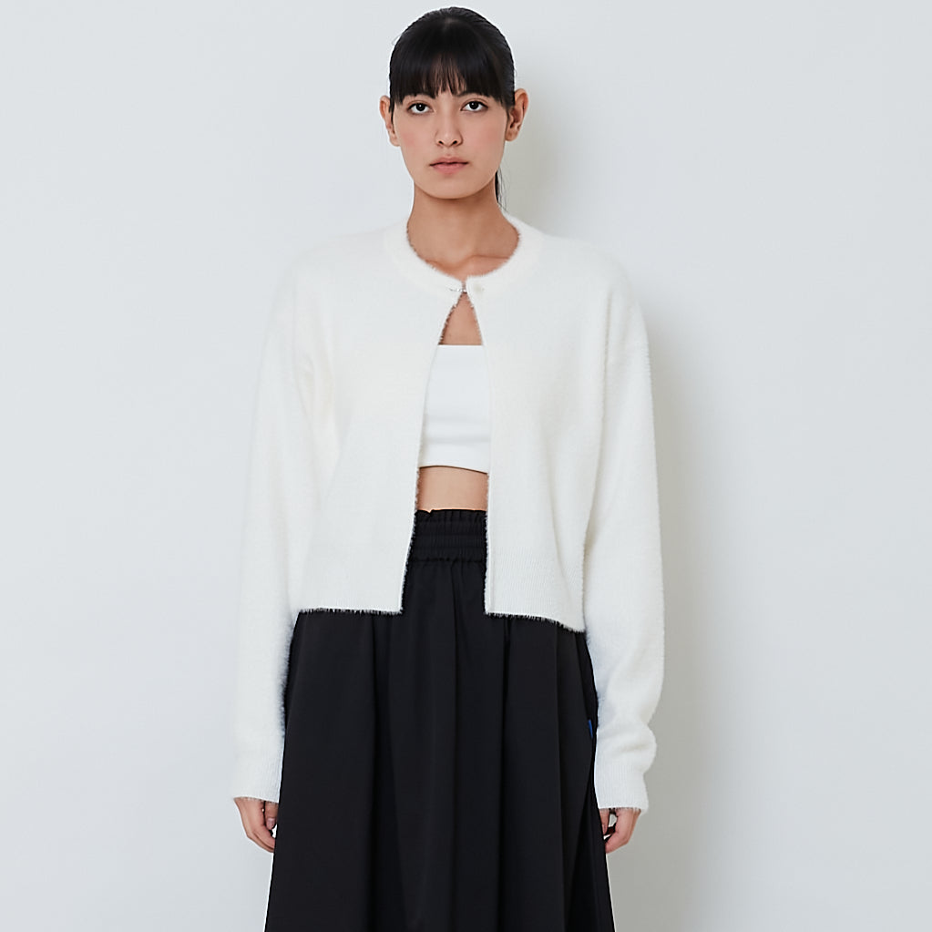 Women Fluffy Cardigan - Off White - SW2602100A