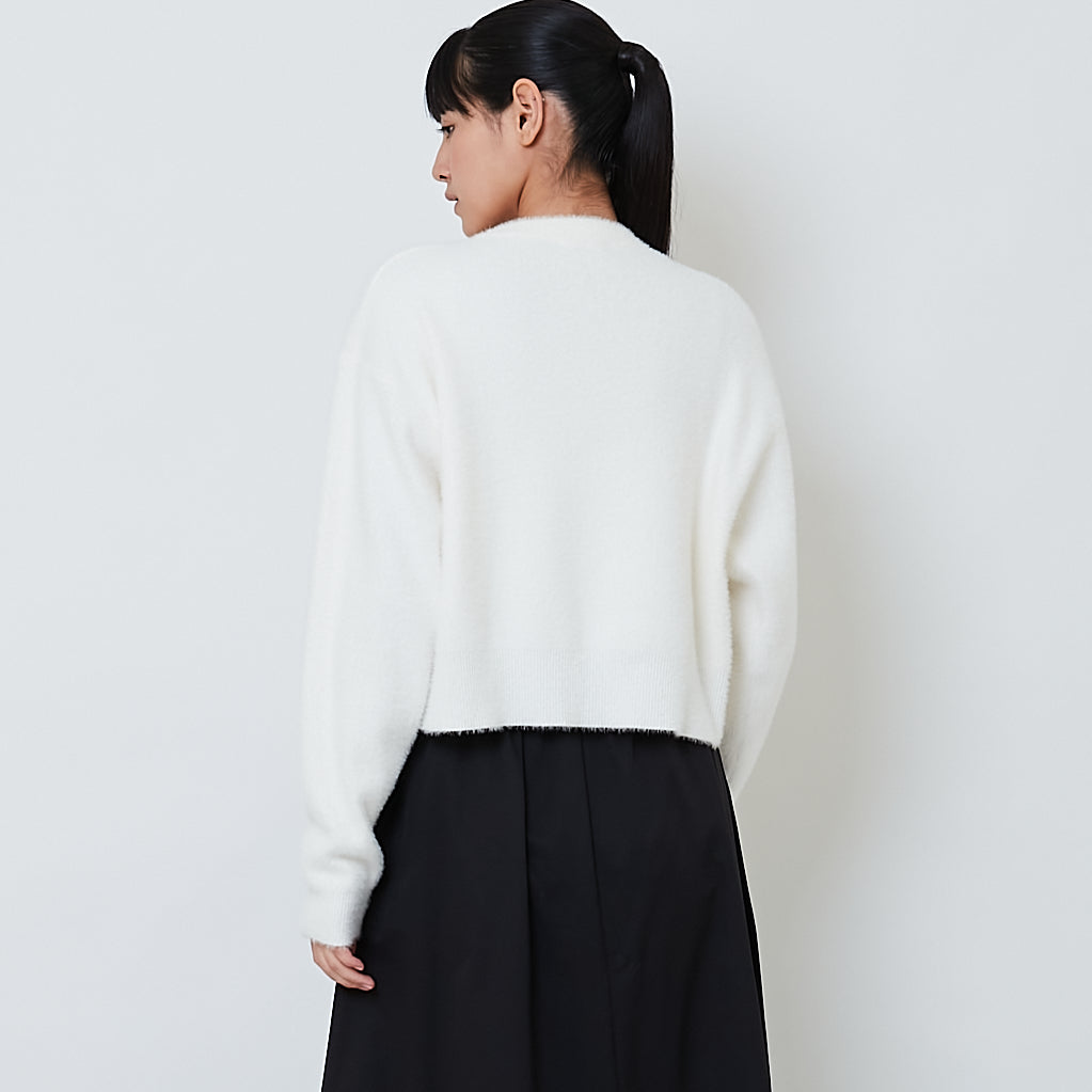 Women Fluffy Cardigan - Off White - SW2602100A