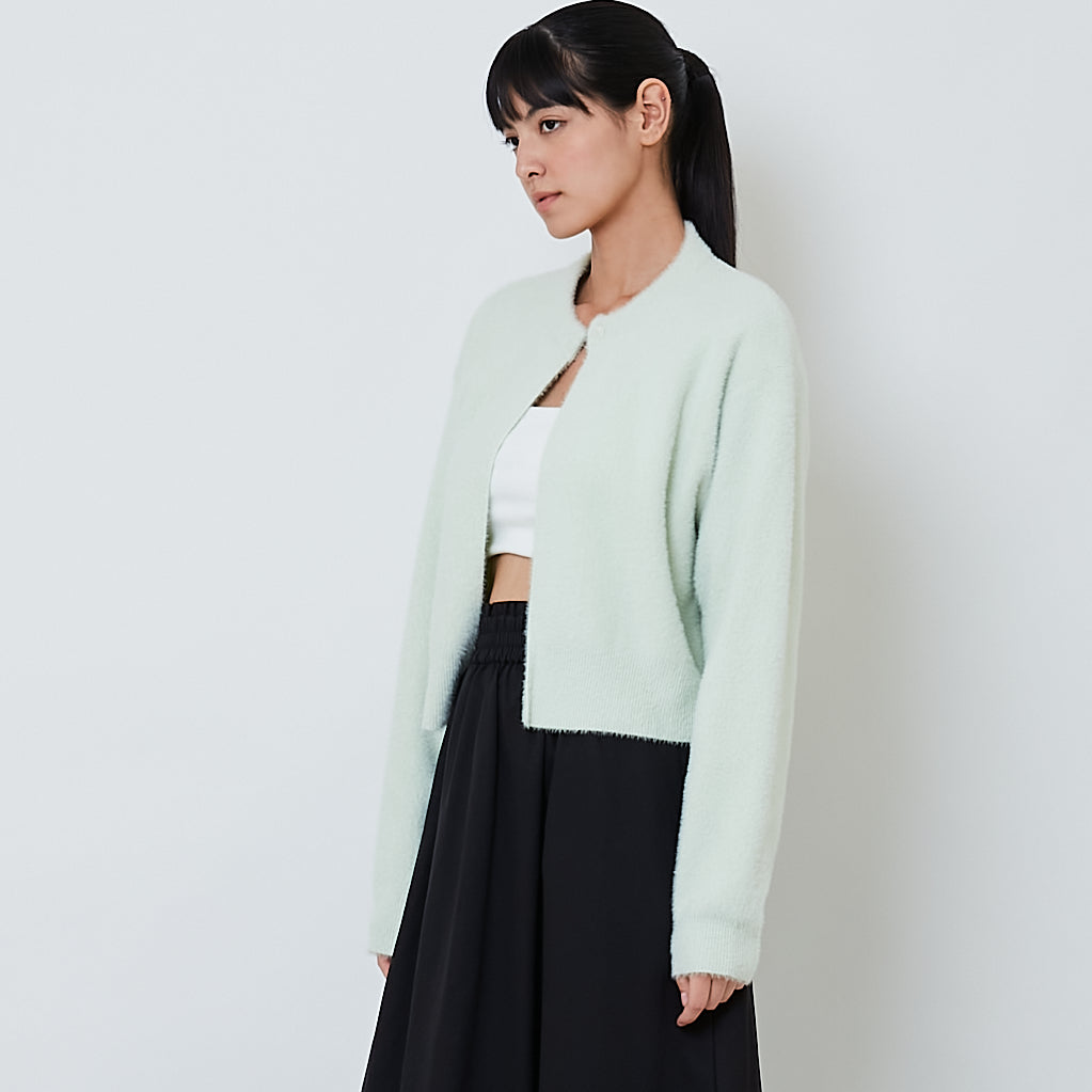 Women Fluffy Cardigan - Mint - SW2602100B