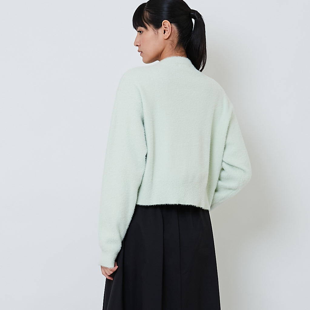 Women Fluffy Cardigan - Mint - SW2602100B