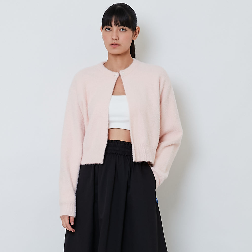 Women Fluffy Cardigan - Pink - SW2602100C