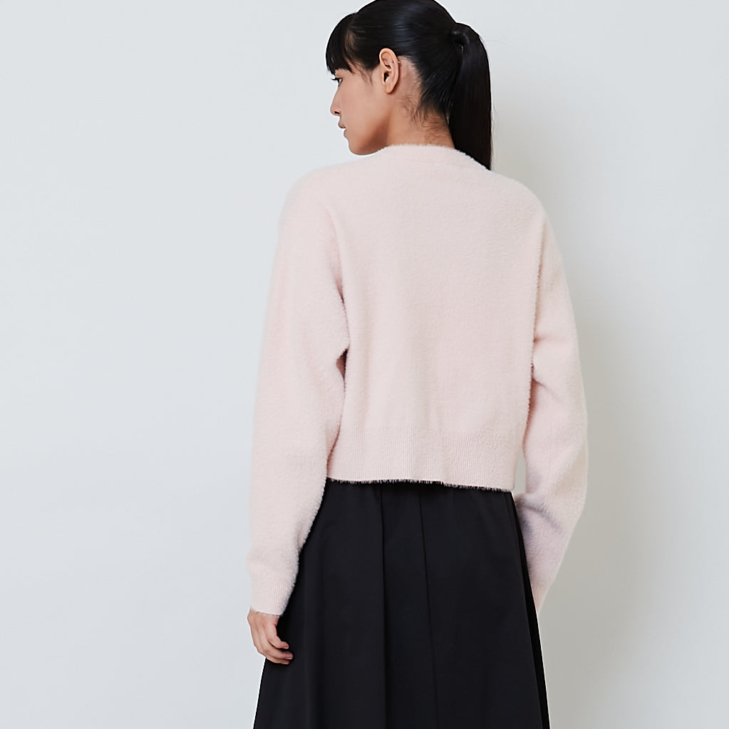 Women Fluffy Cardigan - Pink - SW2602100C