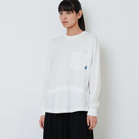Women Drawstring Long Sleeve Top - Off White - SW2603072A