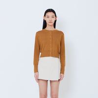 Women Knit Cardigan - Brown - SW2603074A