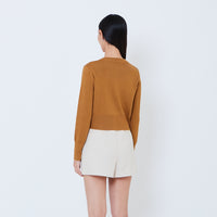 Women Knit Cardigan - Brown - SW2603074A