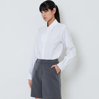 Women Ruffled-Placket Shirt - Off White - SW2603076A